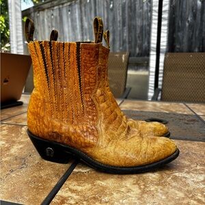 Tan Heeled Boots with Western Style